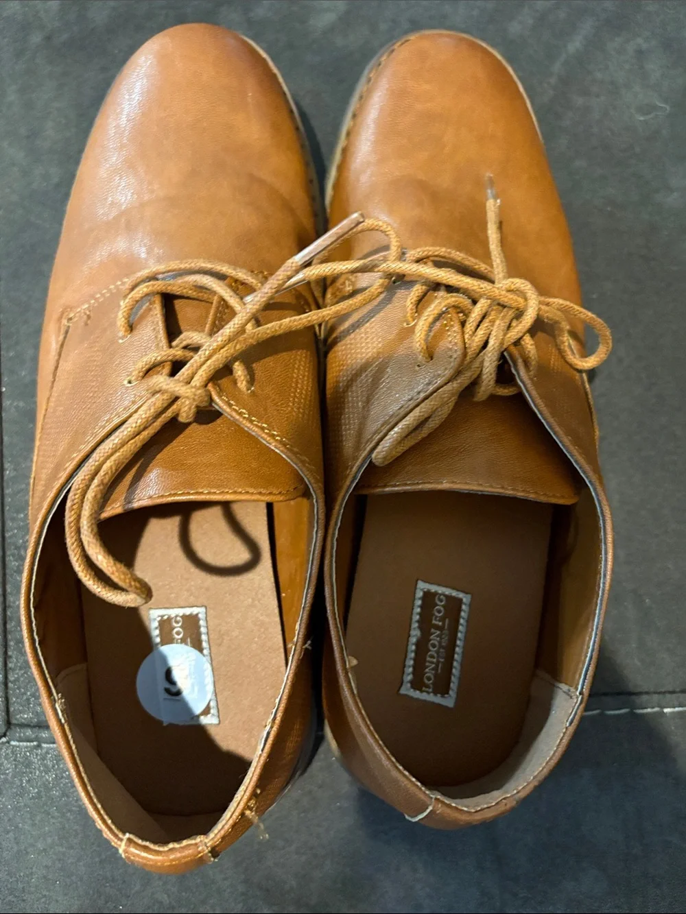 London Fog Cognac Leather Derby Shoes